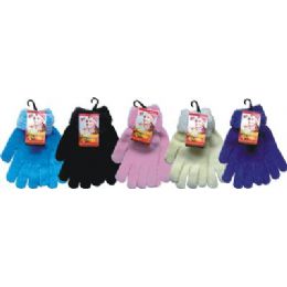 48 Units of Ladies Chenille Glove Asst Colors With Fur Cuff - Knitted Stretch Gloves