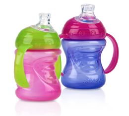 24 Wholesale Nuby NO-Spill Easy Grip Cup, 8 Oz (pink/purple 2-Pk)
