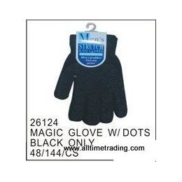 72 Pairs Black Magic Glove With Rubber Dots - Knitted Stretch Gloves