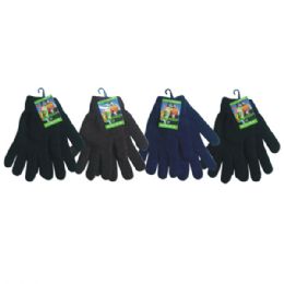 36 Wholesale Mens Knit Glove Heavy Duty Assorted Dark Colors