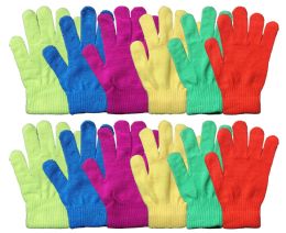 72 Units of Neon Craze Magic Gloves - Knitted Stretch Gloves