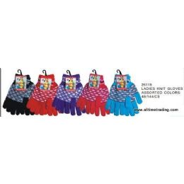 144 Wholesale Ladies Knit Gloves Assorted Colors