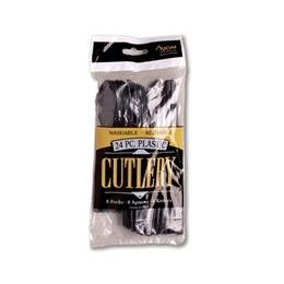 72 Pieces Black Solid Cutlery - 24 Piece - Party Paper Goods