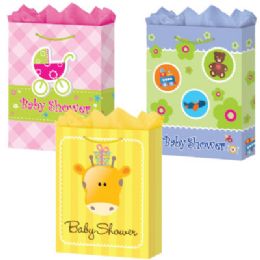 288 Pieces GifT-Bag Medium Mat Baby Shower 3 Styles - Gift Bags Baby
