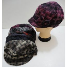 60 Pieces Ladies Plaid Cap With Bow - Fashion Winter Hats