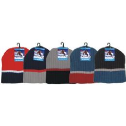 144 Wholesale Winter 3 Tone Beanie Hat