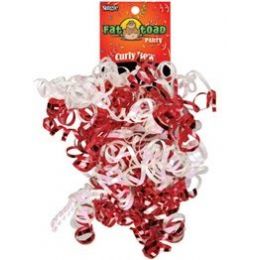 192 Wholesale Curled Ribbon Bow - Red / White, Pegable Single