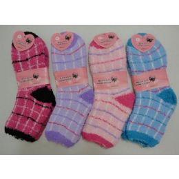 144 Units of Fuzzy Socks 9-11 [plaid] - Womens Fuzzy Socks
