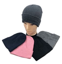 48 Wholesale Winter Toboggan Hat Assorted Colors