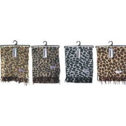 72 Wholesale Ladies Leopard Print Woven Cashmere Feel Scarf #21017