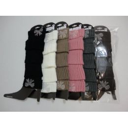 48 Wholesale Leg WarmerS--Studded Bow