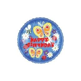100 Wholesale Mylar 18" Ds - Happy Birthday Butterfly Blooms