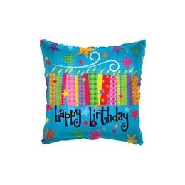 100 Wholesale Mylar 18" Ds - Happy Birthday Blow Candles Square
