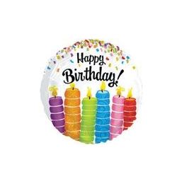 100 Wholesale Mylar 18" Ds - Happy Birthday Colorful Candles