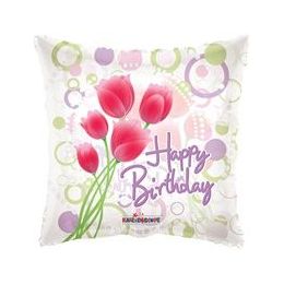 100 Wholesale Mylar 18" Ds - Birthday Tulips Clearview