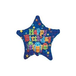 500 Wholesale Mylar 18" Vlu Ds - Birthday Big Dots Star Blue