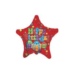 500 Wholesale Mylar 18" Vlu Ds - Birthday Big Dots Star Red