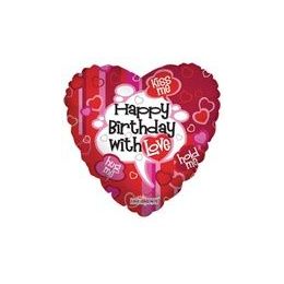 100 Wholesale Mylar 18" Vlu Ds - Happy Birthday W/ Love