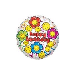 500 Wholesale Mylar 18" Vlu Ds - Happy Birthday Smiley