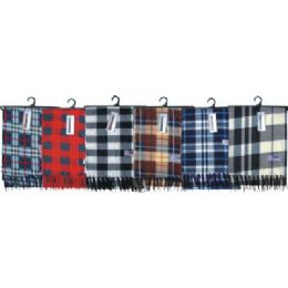 48 Units of Adults Plaid Fleece Winter Scarf - Winter Scarves