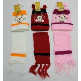 72 Wholesale Baby Knit Cap With ScarF--Bears