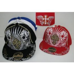 Fitted Hat With Cross & Skulls