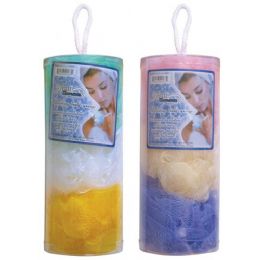 72 Pieces 3 Piece Ruffle Body Sponge In Canister - Loofahs & Scrubbers