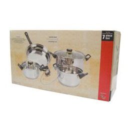 4 Units of 7 Pc Stainless Steel Cooking Set With Glass Lid - Stainless Steel Cookware