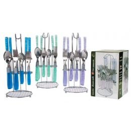 12 Pieces 20 Pc. S.s Cutlery Set In Chrome Caddy - Kitchen Cutlery