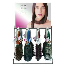 144 Wholesale Viva Jewels Hairbrush On Metal Display Rack