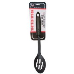 144 Wholesale Nylon Slotted Spoon With Rubber Grip Handle
