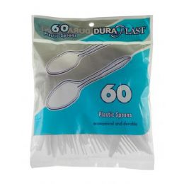 96 Wholesale 60 Count Heavy Weight Plastic Spoons