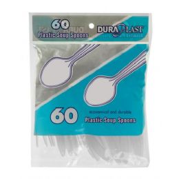 96 Pieces 60 Count Heavy Weight Plastic Soup Spoons - Disposable Cutlery