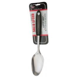 48 Wholesale Solid Spoon With Rubber Grip Handle