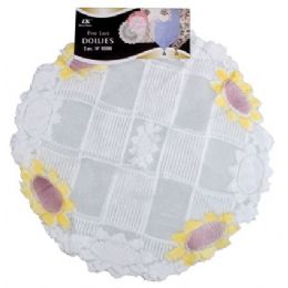 144 Pieces 2 Pc. 14" Rd. Airbrushed Lace Doilies - Placemats