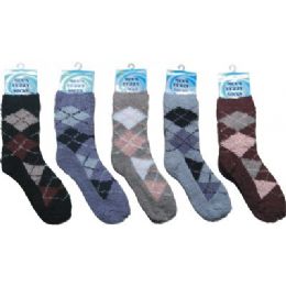 144 Wholesale Mens Argyle Fuzzy Sock 10-13