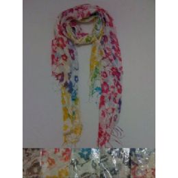 72 Pieces Scarf With FringE--Rainbow Floral - Winter Scarves