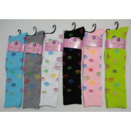 120 Wholesale Ladies Knee High Socks 9-11 [peace Signs]
