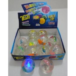 144 Wholesale 2.5inch Light Up Bouncing Glitter BalL-Fish