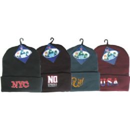 144 Pieces Winter Ski Hat With Embroidered Designs - Winter Beanie Hats
