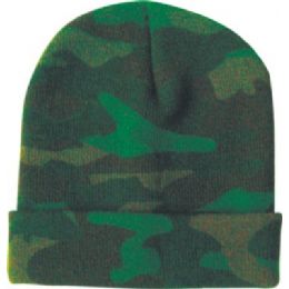 48 Pieces Camo Design Ski Hat Asst Colors - Winter Beanie Hats
