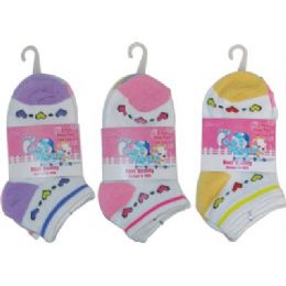 72 Wholesale 3 Pack Of Girls Ankle Sock Size 4-6