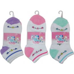 72 Units of 3 Pack Of Girls Ankle Sock Size 6-8 - Girls Ankle Sock