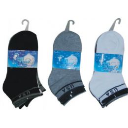 72 Wholesale 3 Pair Solid Ankle Sock For Kids Size 6-8