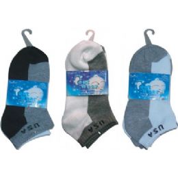 72 Pairs 3 Pair Solid Ankle Sock For Kids Size 4-6 - Boys Crew Sock