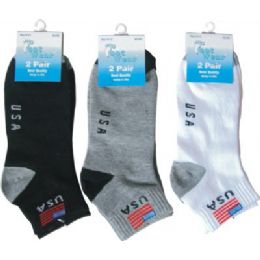 144 Units of Ladies 2 Pair Pack 9-11 Sport Ankle Sock Usa - Womens Ankle Sock