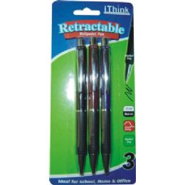 72 Pieces 3 Piece Retractable Ballpoint Pen - Pens