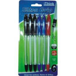 72 Wholesale 6 Piece Ultra Grip Ballpoint Pen