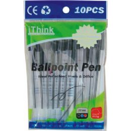 72 Wholesale 10 Piece Ballpoint Pen Black Only