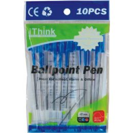 72 Wholesale 10 Piece Ballpoint Pen Blue Only